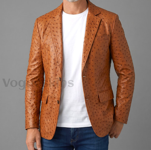 Men ostrich embossed leather - men's,