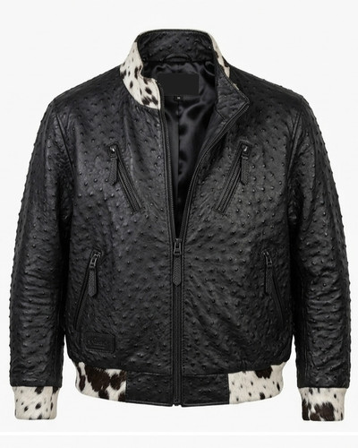 Men black ostrich leather - men's,