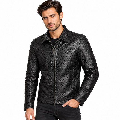 Men black ostrich - men's,